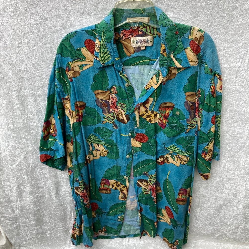 Vintage Campia Men's Rayon Hawaiian Shirt - Hawaiian Ladies design Size XL